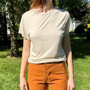 Baserange Short Sleeve Crew Neck Tee 100% Aloe Jersey Shirt Top Small Off White